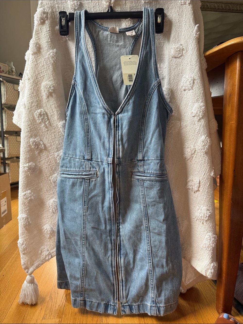 Levis Light Blue Denim Zip-Front Mini Dress